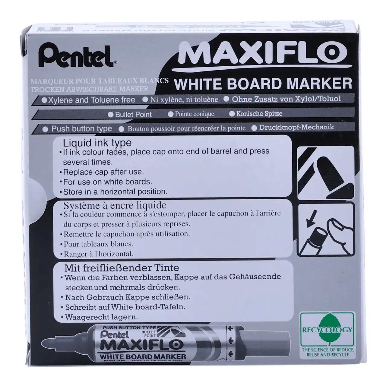Viltstift Pentel MWL5M whiteboard - Afbeelding 2